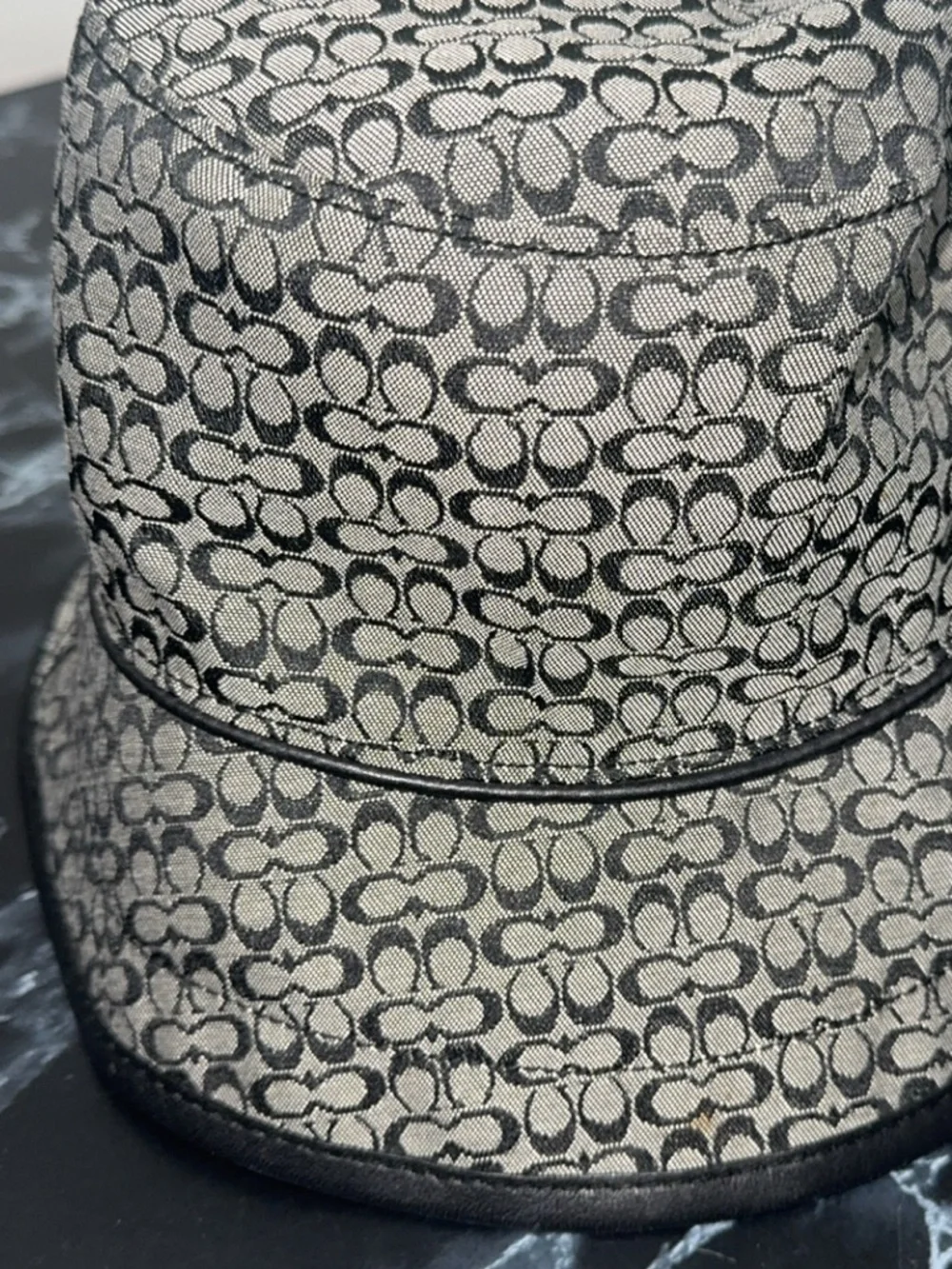 Coach Gray/Black Signature Monogram Bucket Hat Size M / L AUTHENTIC Unisex - Picture 3 of 6